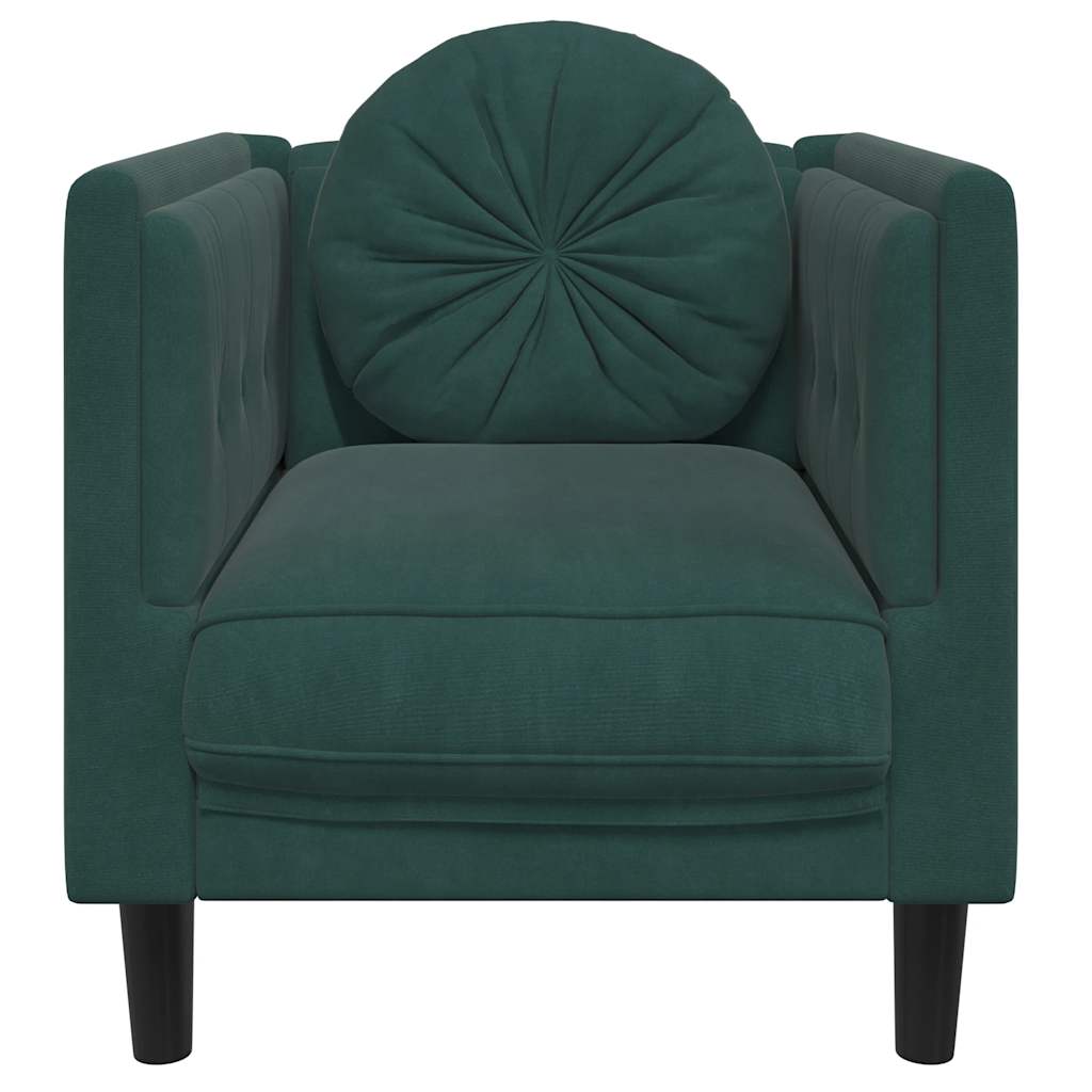 Poltrona com almofadão veludo verde-escuro