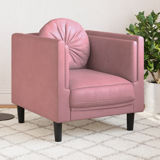 Armchair with pink velvet cushion