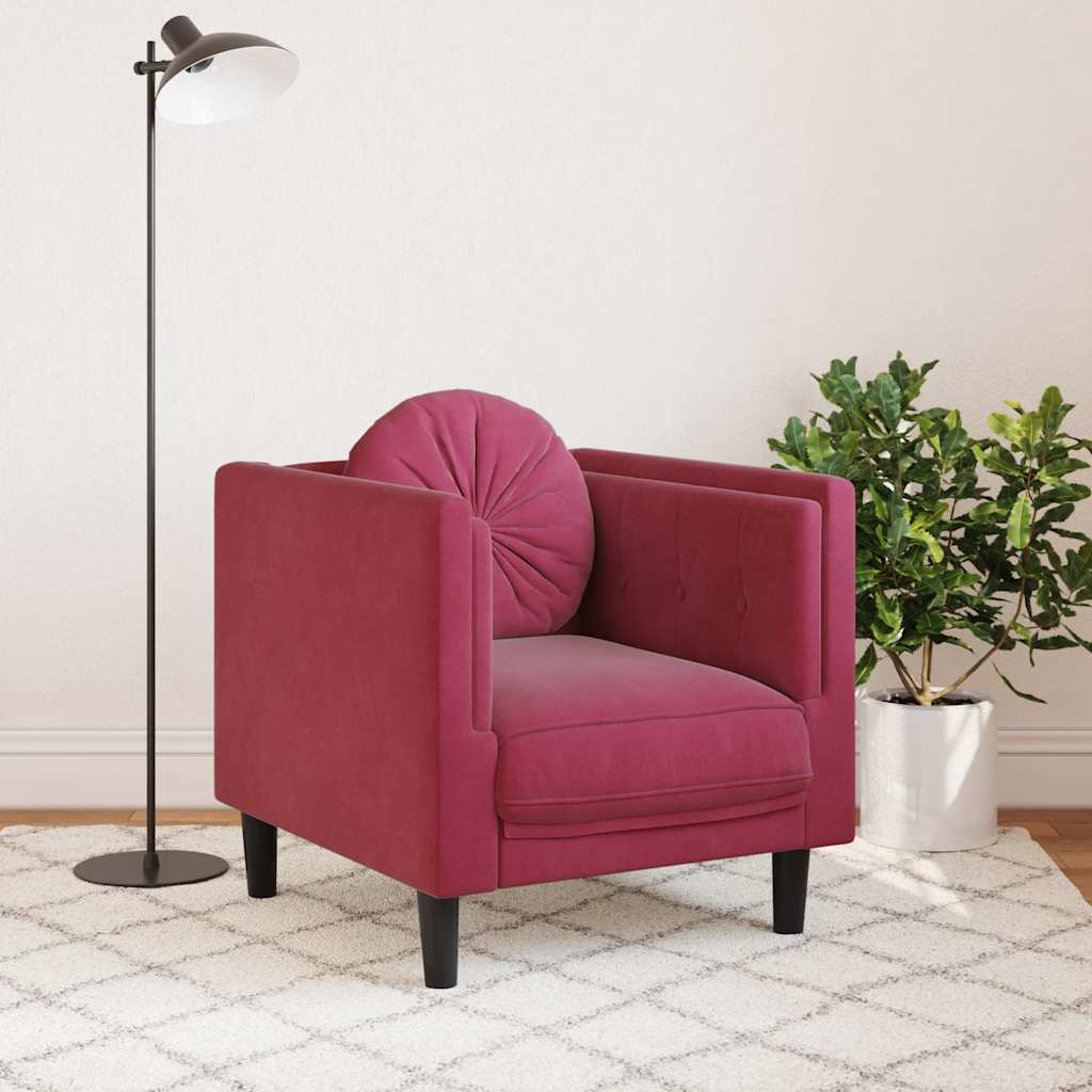 Armchair with red velvet cushion