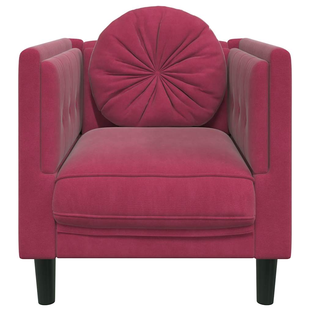 Armchair with red velvet cushion