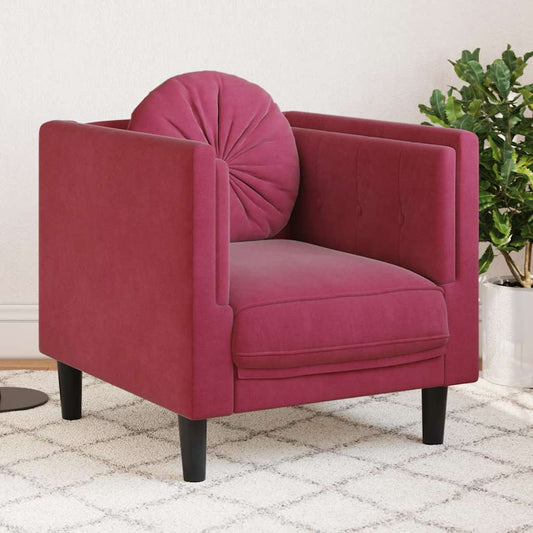 Armchair with red velvet cushion