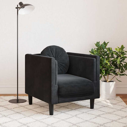 Armchair with black velvet cushion