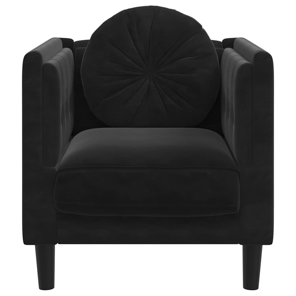 Armchair with black velvet cushion