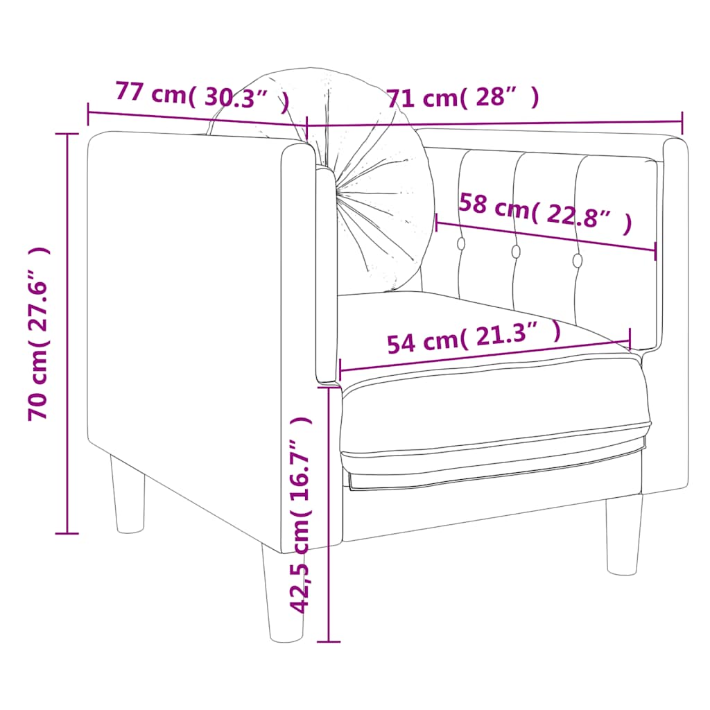 Armchair with black velvet cushion
