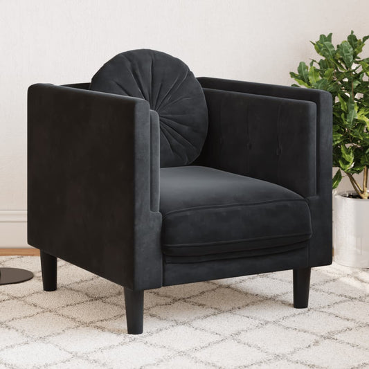 Armchair with black velvet cushion