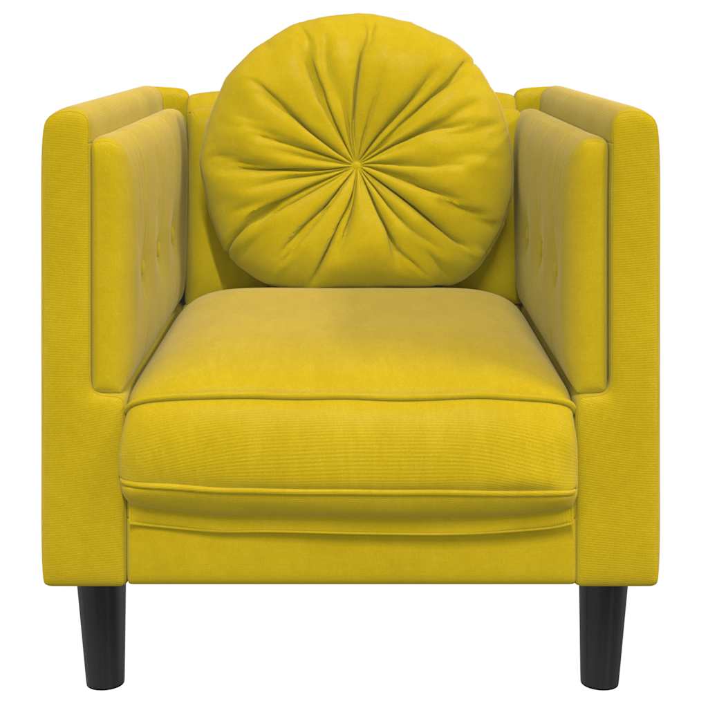 Armchair with yellow velvet cushion