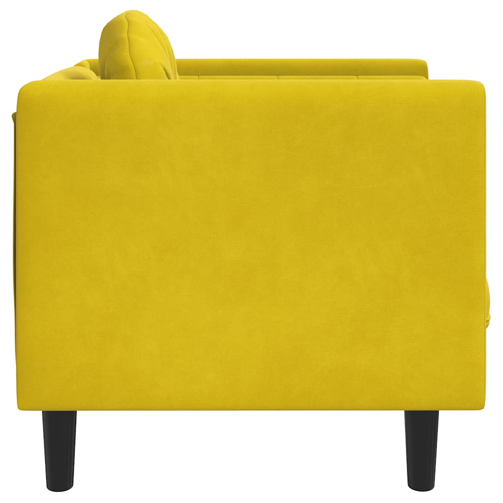 Armchair with yellow velvet cushion