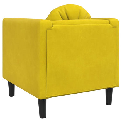 Armchair with yellow velvet cushion