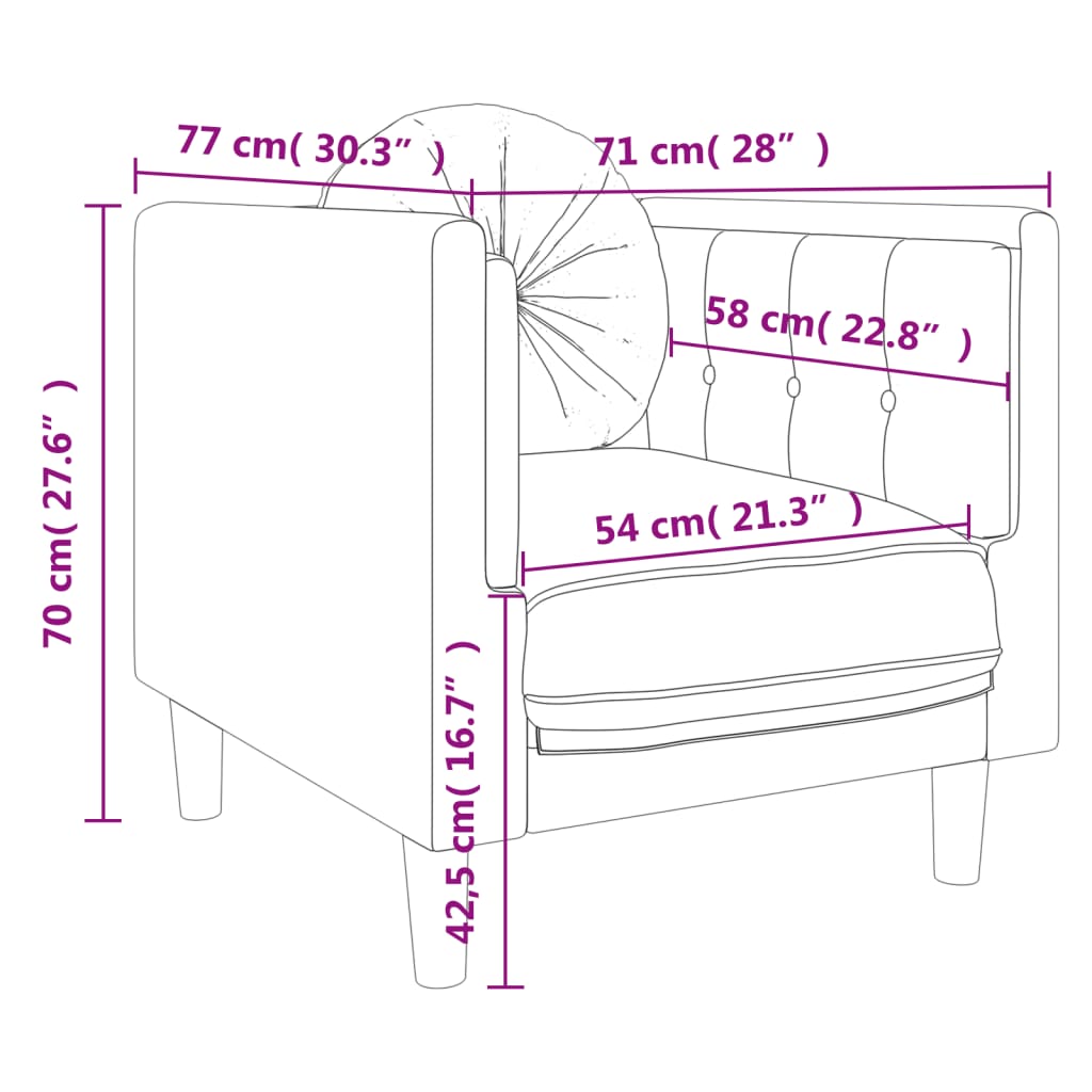 Armchair with yellow velvet cushion