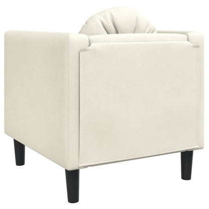 Armchair with cream-colored velvet cushions