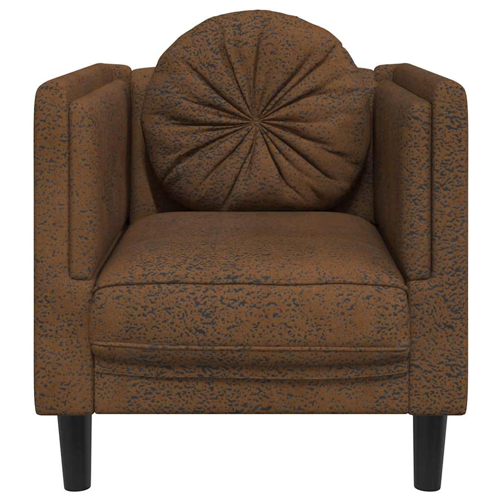Armchair with brown faux suede cushion