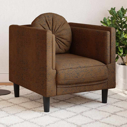 Armchair with brown faux suede cushion
