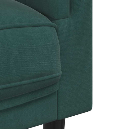 2-seater dark green velvet sofa with cushions