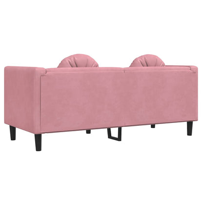 2-seater pink velvet sofa with cushions