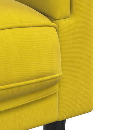 2-seater yellow velvet sofa with cushions