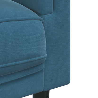 2-seater blue velvet sofa with cushions