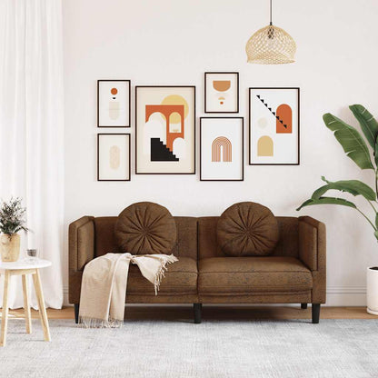 2-seater sofa with cushions in brown faux suede