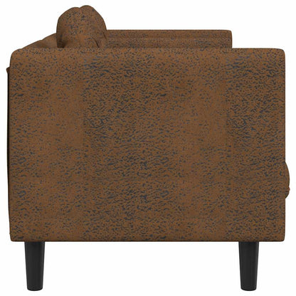 2-seater sofa with cushions in brown faux suede