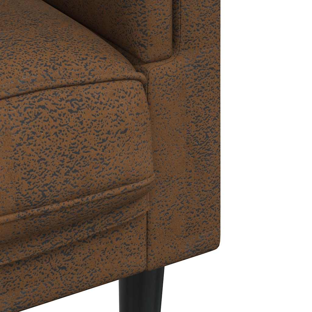 2-seater sofa with cushions in brown faux suede