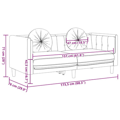 2-seater sofa with cushions in brown faux suede