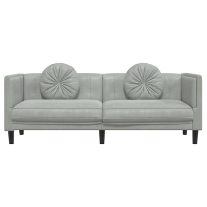 3-seater sofa with cushions in light grey velvet