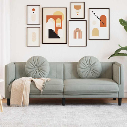 3-seater sofa with cushions in light grey velvet