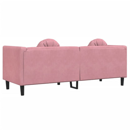 3-seater pink velvet sofa with cushions