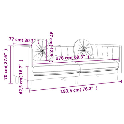 3-seater red velvet sofa with cushions