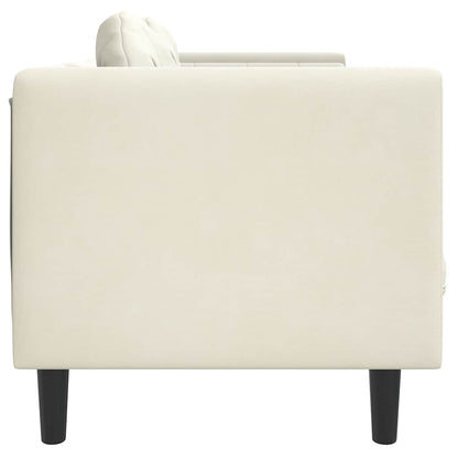 Sofá com almofadões 3 lugares veludo cor creme