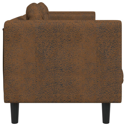3-seater sofa with cushions in brown faux suede
