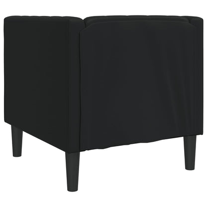 Black faux leather chesterfield sofa
