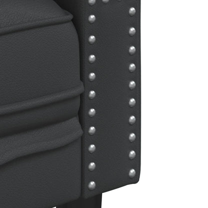 Black faux leather chesterfield sofa