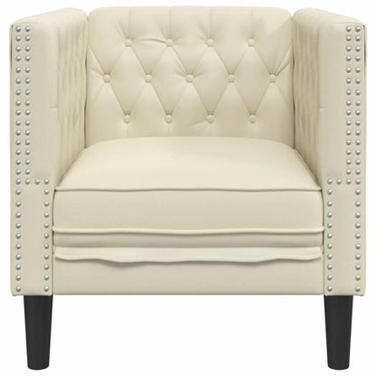 Sofá chesterfield couro artificial creme