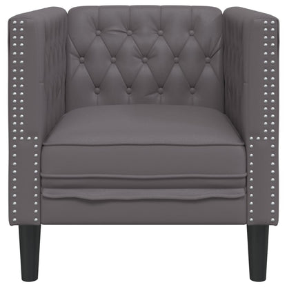 Grey faux leather chesterfield sofa