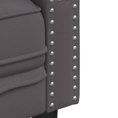 Grey faux leather chesterfield sofa