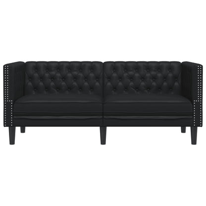 Chesterfield 2-seater sofa in black faux leather