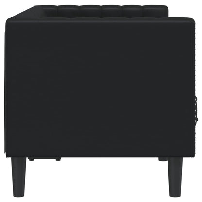 Chesterfield 2-seater sofa in black faux leather