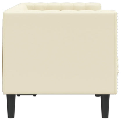 Sofá chesterfield 2 lugares couro artificial creme