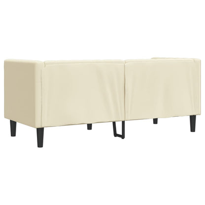 Sofá chesterfield 2 lugares couro artificial creme