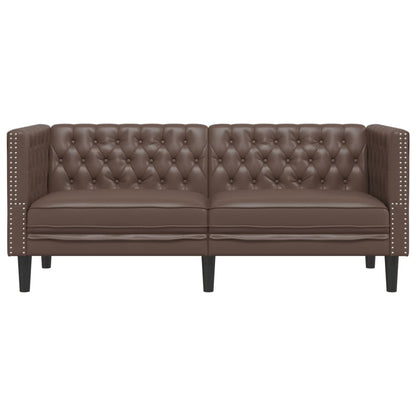 Sofá chesterfield 2 lugares couro artificial castanho