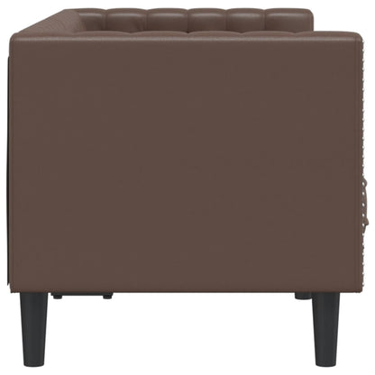 Sofá chesterfield 2 lugares couro artificial castanho