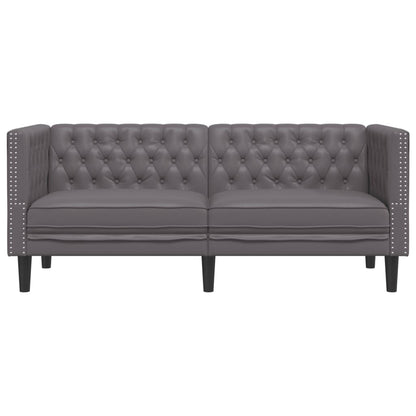 Chesterfield 2-seater sofa in grey faux leather