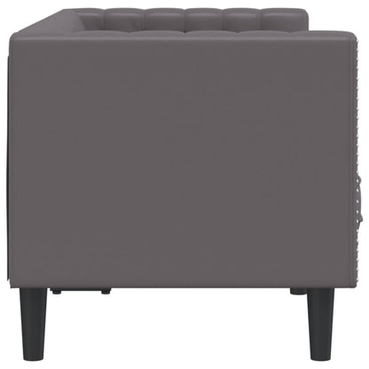 Chesterfield 2-seater sofa in grey faux leather