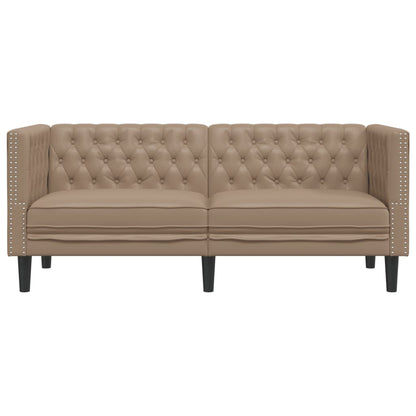 Sofá chesterfield 2 lugares couro artificial cappuccino