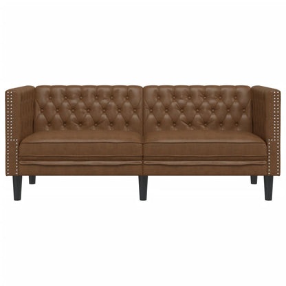 Sofá chesterfield 2 lugares camurça artificial castanho