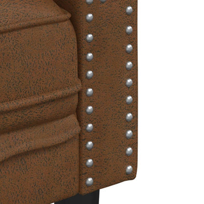 Sofá chesterfield 2 lugares camurça artificial castanho