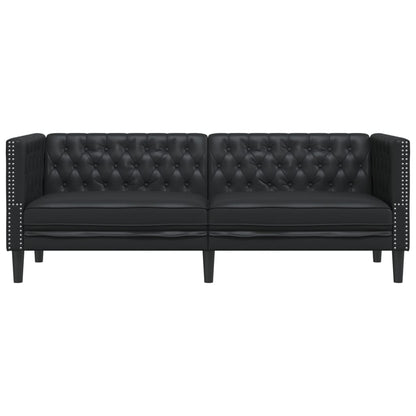 Chesterfield 3-seater sofa in black faux leather