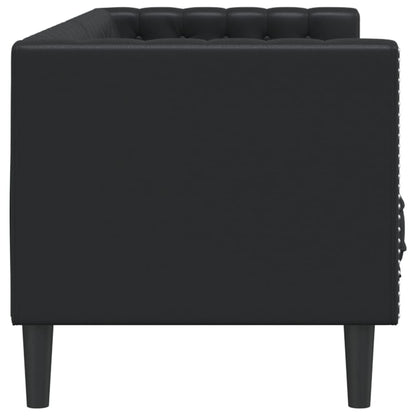 Chesterfield 3-seater sofa in black faux leather