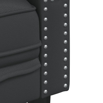 Chesterfield 3-seater sofa in black faux leather