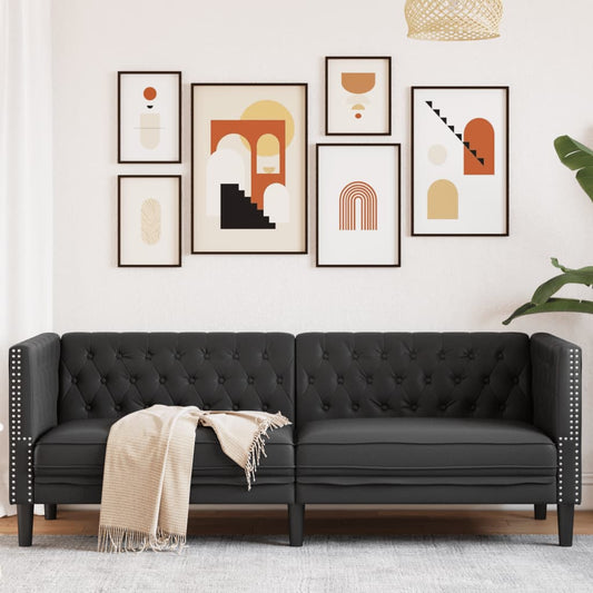 Chesterfield 3-seater sofa in black faux leather